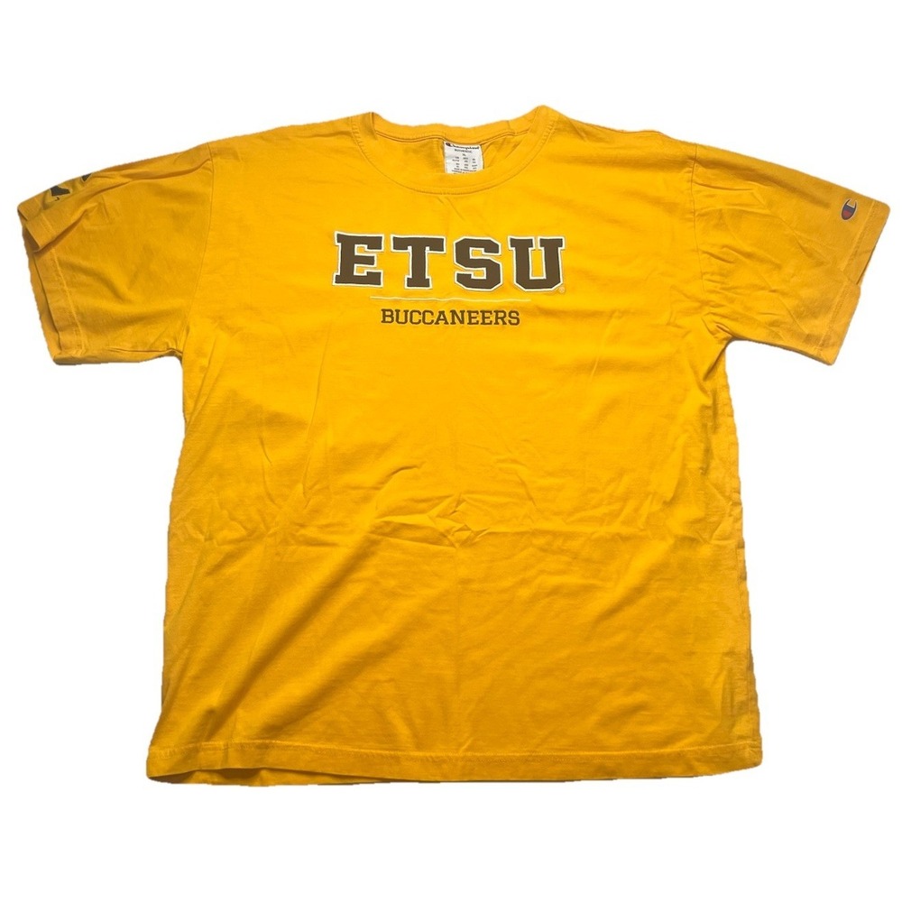 Champion ETSU Buccaneers Yellow Tshirt Size XL Short Sleeve